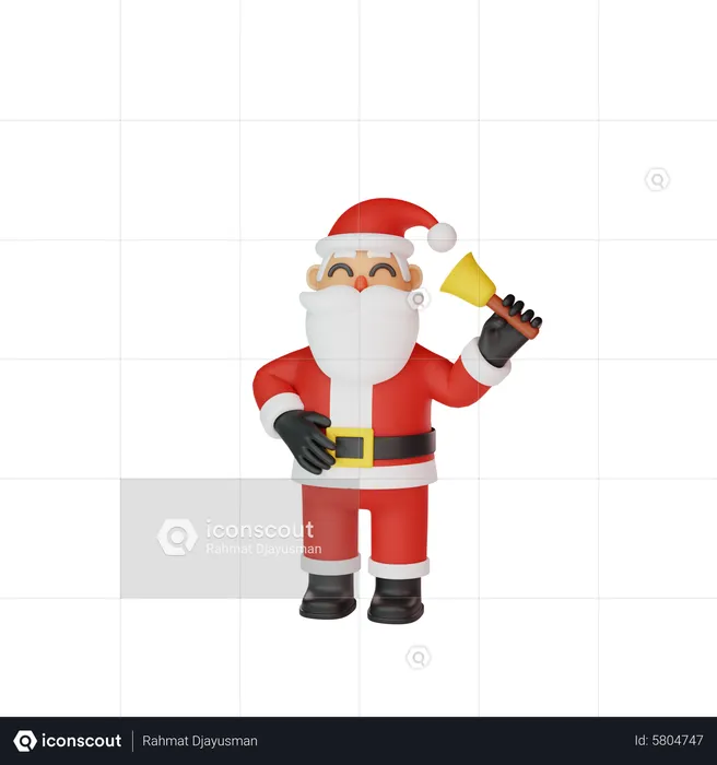 Santa Holding Bell  3D Illustration