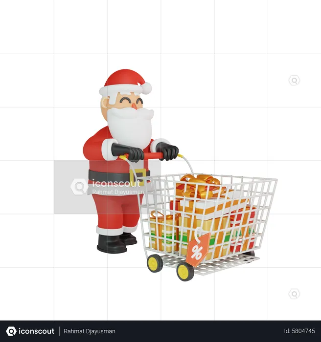 Santa Holding Cart  3D Illustration
