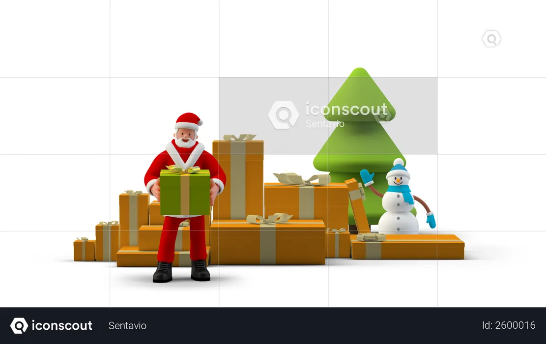 Santa Holding Gift boxes for Christmas  3D Illustration