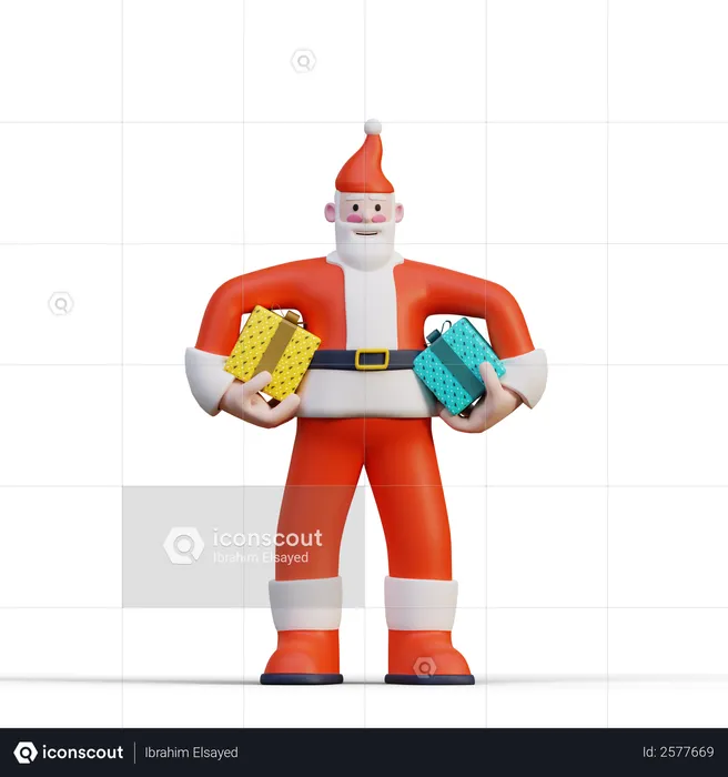 Santa Holding Presents 3D Illustration