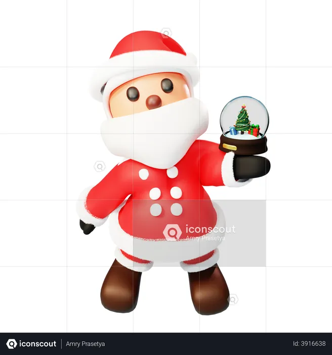 Santa offering a crystal ball  3D Illustration