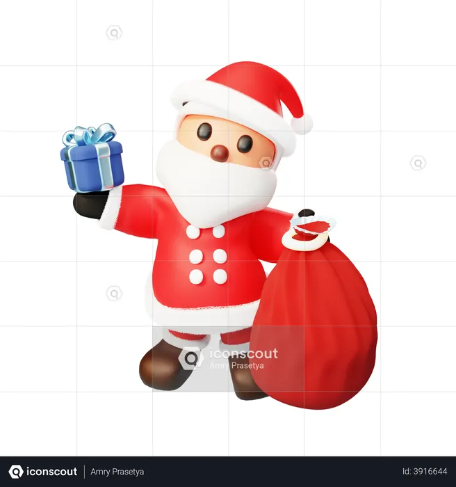Santa offering a gift  3D Illustration