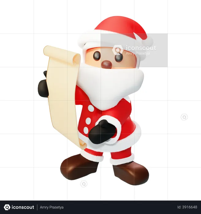 Santa read a gift list  3D Illustration