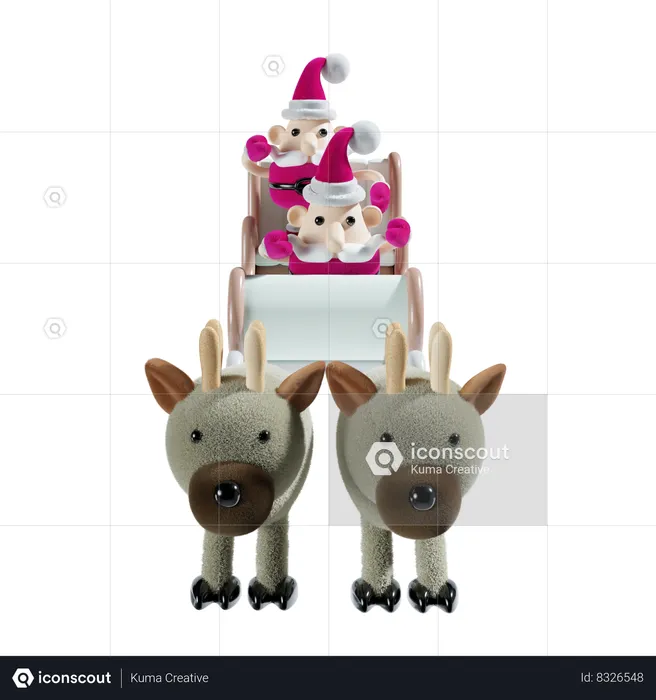 Santa Riding Sledge  3D Illustration