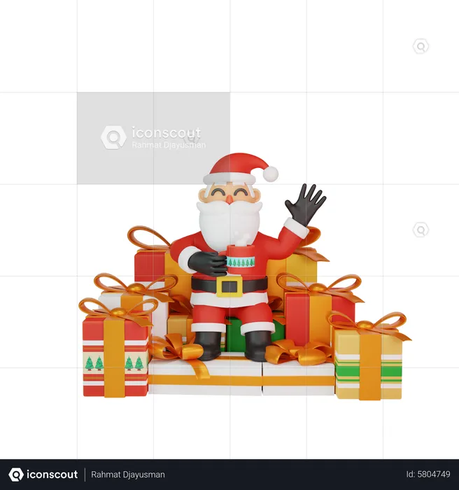 Santa Say Hi  3D Illustration
