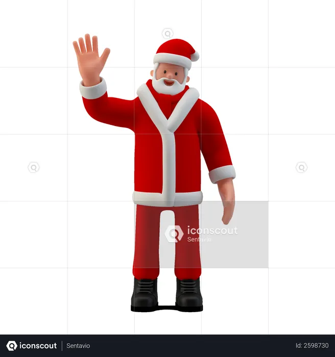 Santa saying Hi with hand sing  3D Illustration