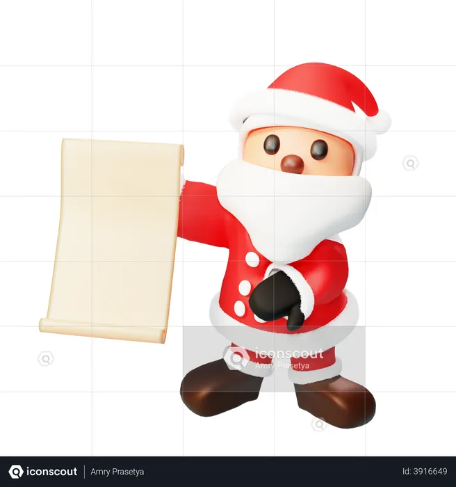 Santa show a gift list  3D Illustration