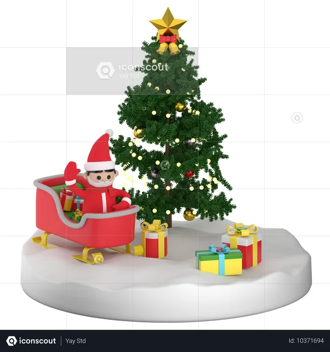 Santa Sledge  3D Icon