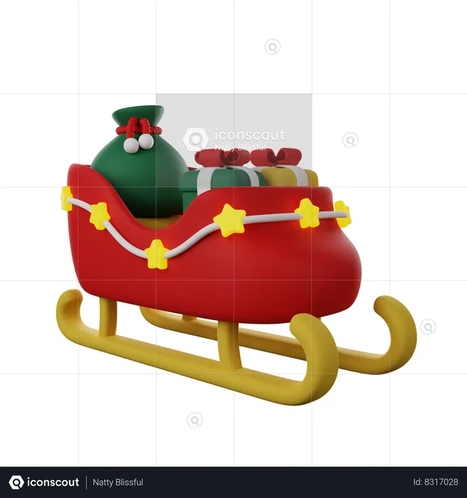 Santa Sleigh  3D Icon