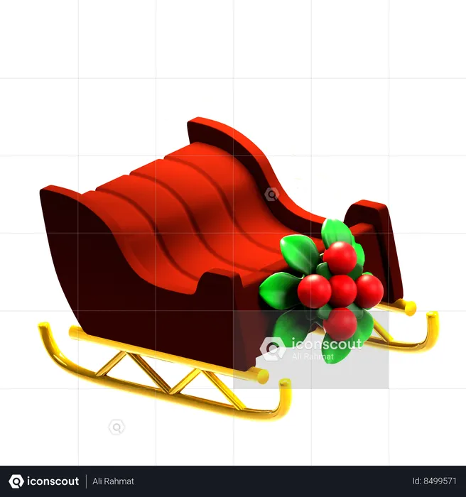 Santa Sleigh  3D Icon