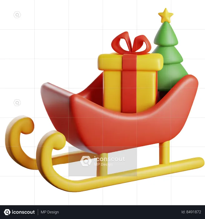 Santa Sleigh  3D Icon