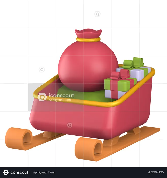 Santa Sleigh  3D Illustration