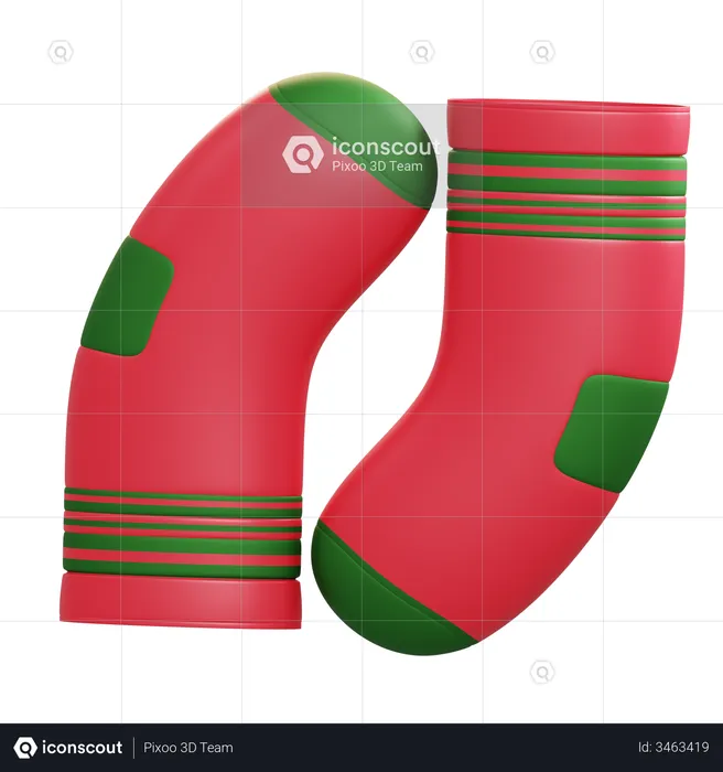 Santa Socks  3D Illustration