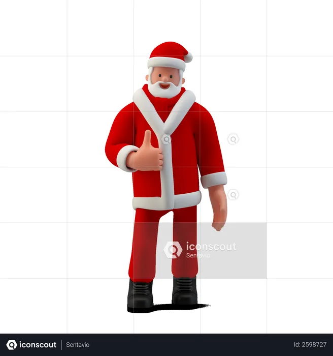 Santa Standing with thumb up sign  3D Illustration