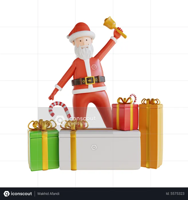 Santa Takes And Gift Box  3D Illustration