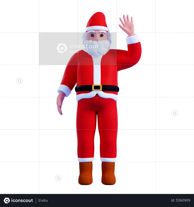 Santa waiving hand  3D Illustration