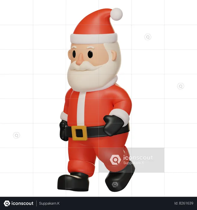 Santa Walking  3D Illustration