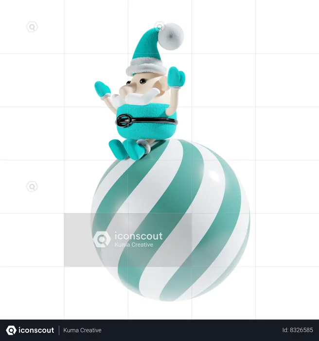Santa With Decoration Ball  3D Illustration