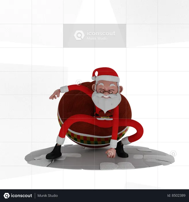 Santa With Gift Bag  3D Illustration