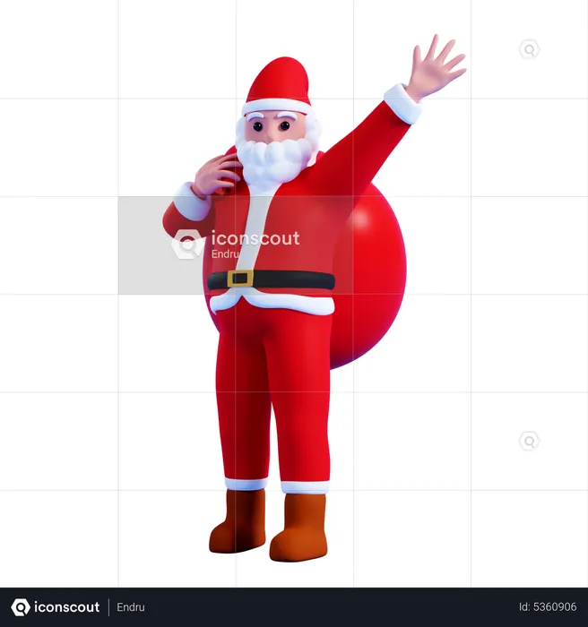 Santa with giftbag  3D Illustration