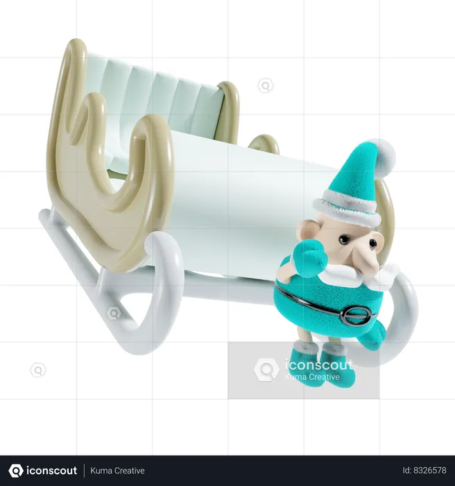 Santa With Sledge  3D Illustration