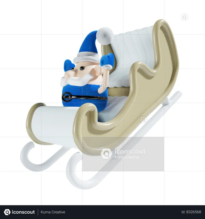 Santa With Sledge  3D Illustration