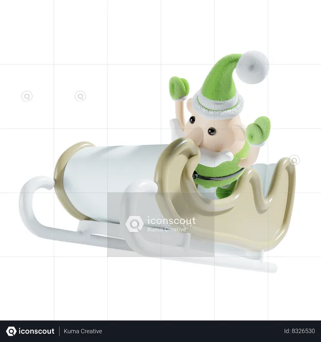 Santa With Sledge  3D Illustration