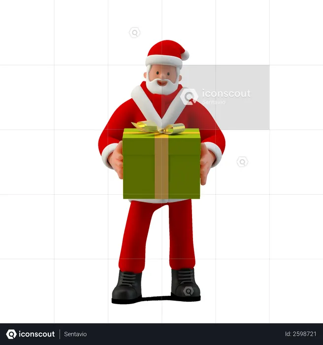 Santaclause Holding Gift box  3D Illustration