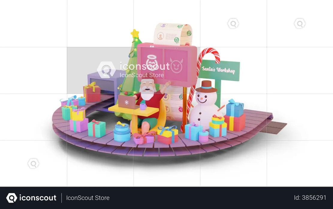 Santas Workshop  3D Illustration