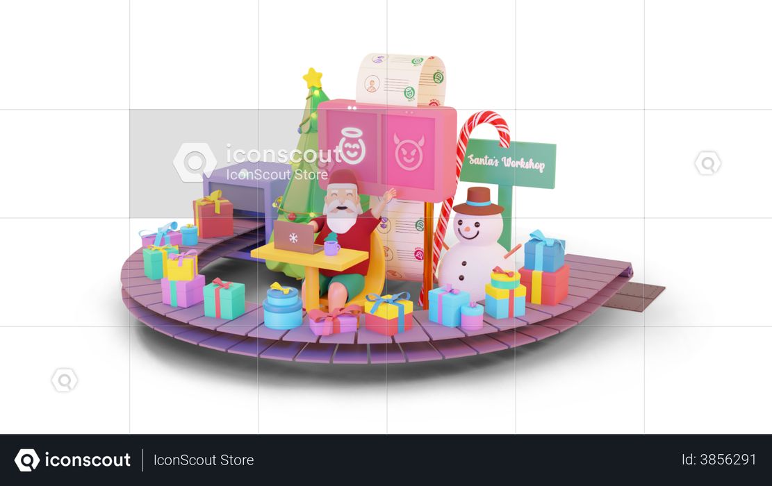 Santas Workshop 3D Illustration