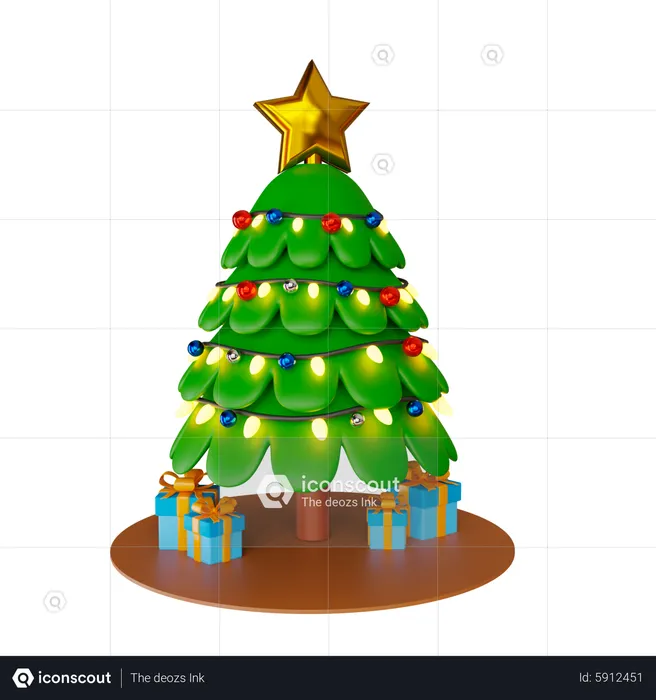 Arbre de Noël et cadeaux  3D Icon