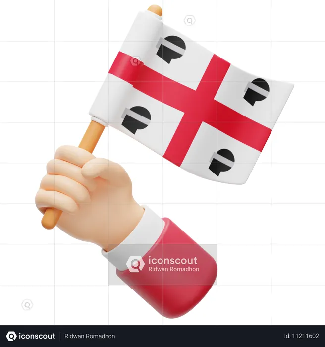 サルデーニャ島の旗 Flag 3D Icon