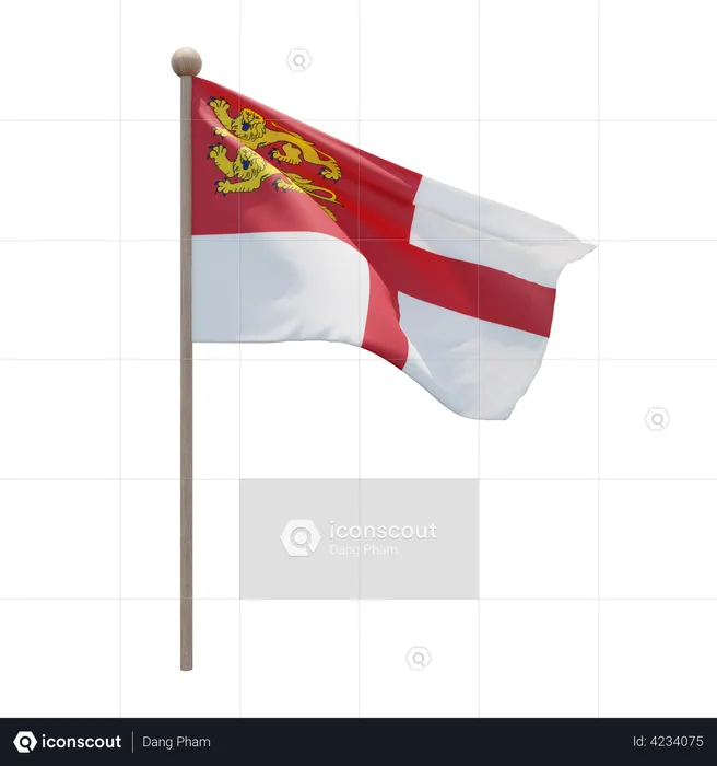 Sark Flag Pole  3D Flag