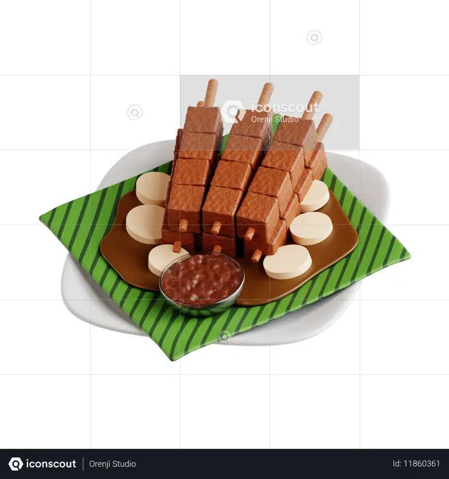 사테  3D Icon