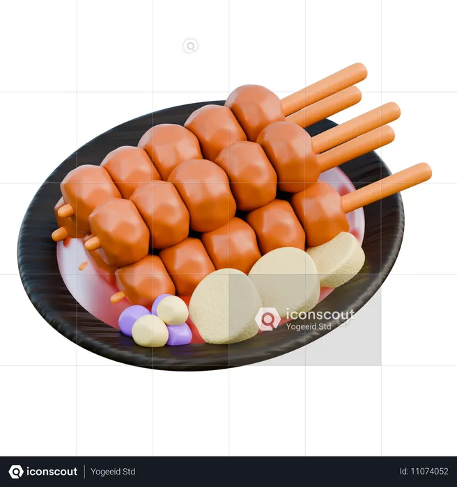 Sate Ayam Indonesian Traditional Food  3D Icon