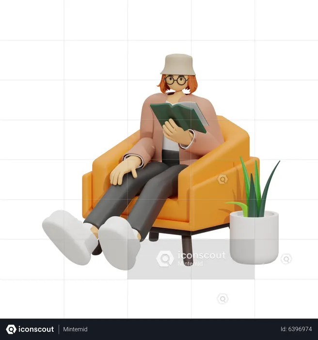 Satisfaga sus antojos literarios, lujoso espacio de lectura  3D Icon