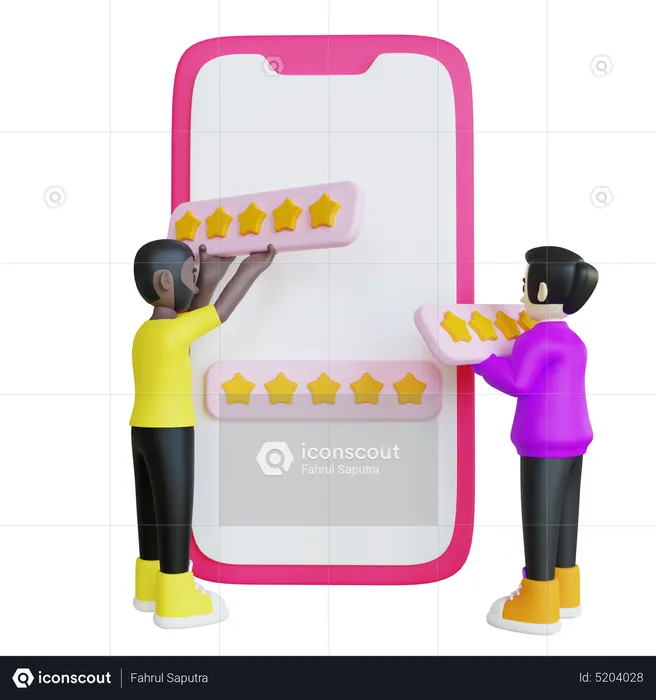 Satisfied Customers Giving Five Stars Review  3D Illustration