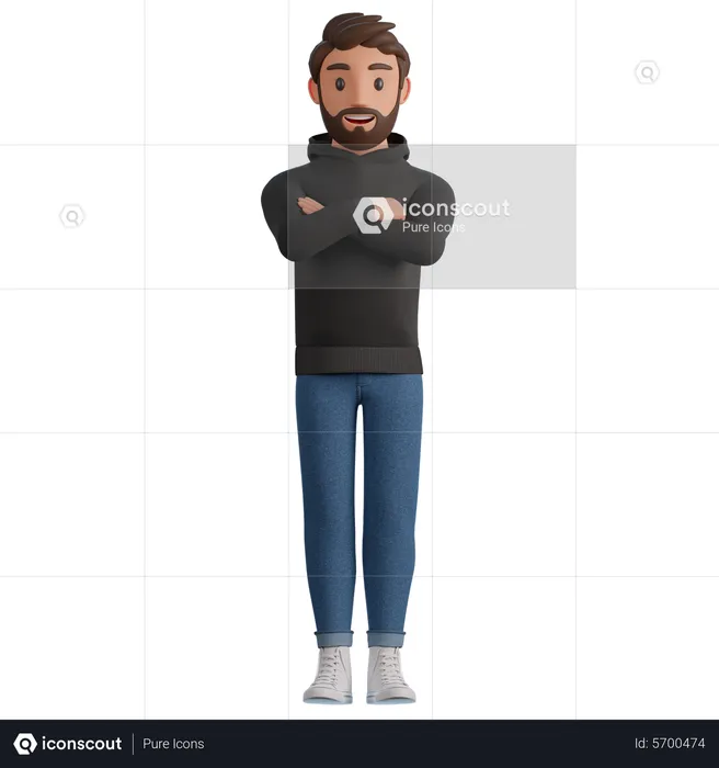 Satisfied man giving standing pose  3D Illustration