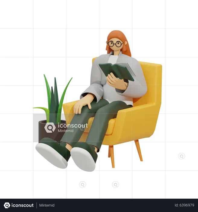 Satisfy Your Literary Cravings, Luxurious Reading Space  3D Illustration