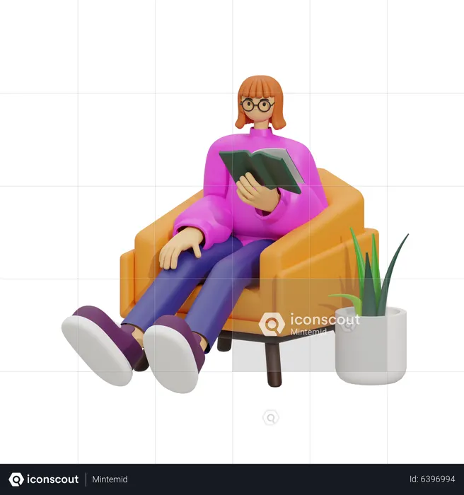 Satisfy Your Literary Cravings, Luxurious Reading Space  3D Illustration