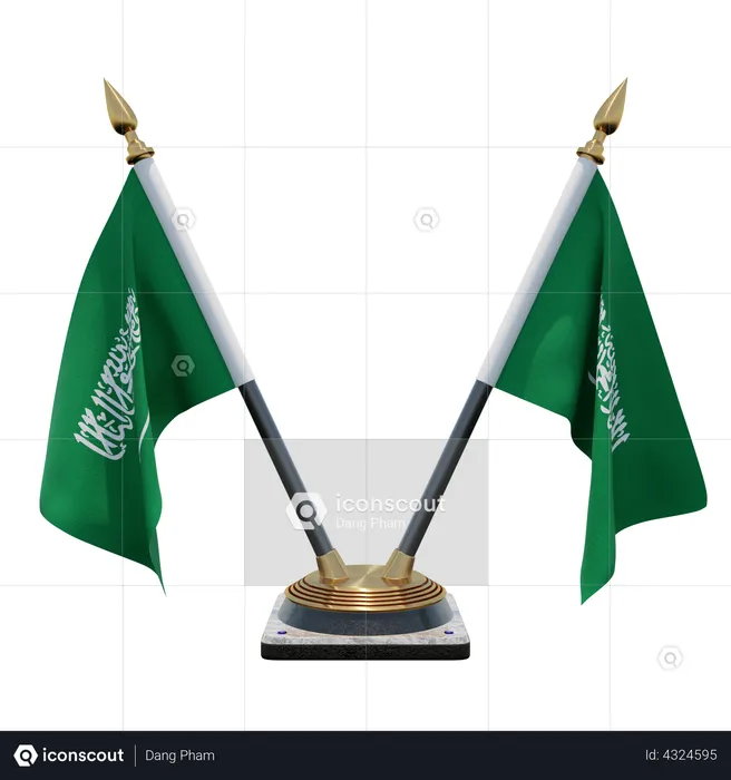 Saudi Arabia Double Desk Flag Stand Flag 3D Flag