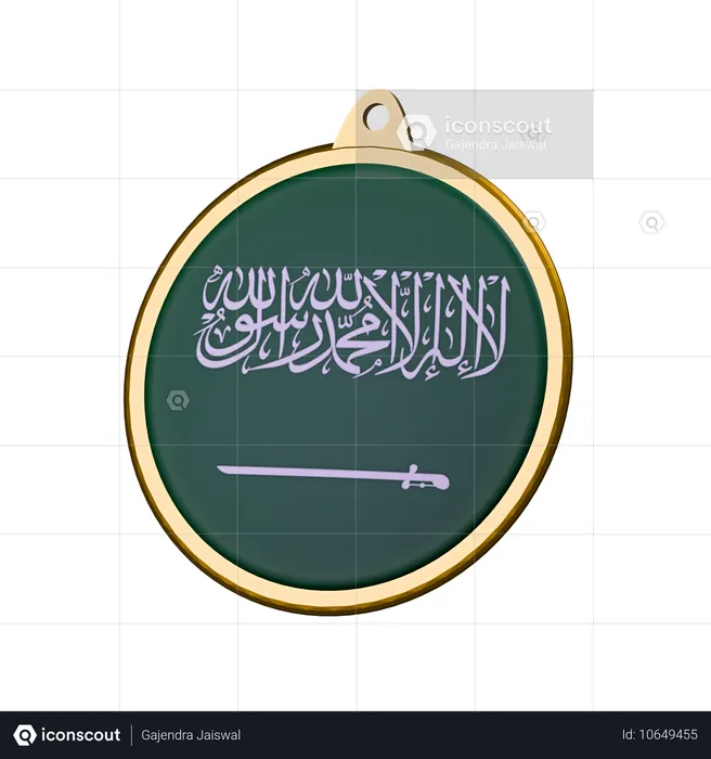 Saudi Arabia Flag Medal Badge Flag 3D Icon