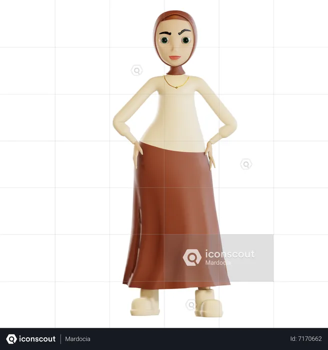 Saudi woman putting hand on waist  3D Illustration