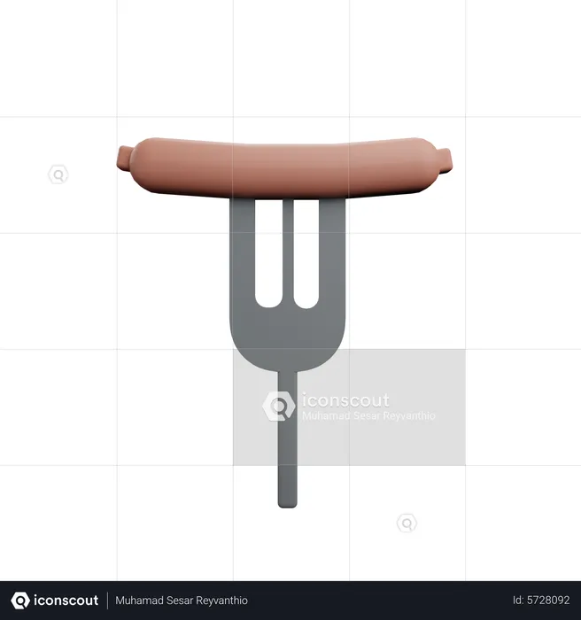 Sausage And Fork  3D Icon