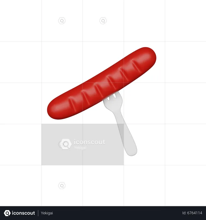 Sausage with fork  3D Icon