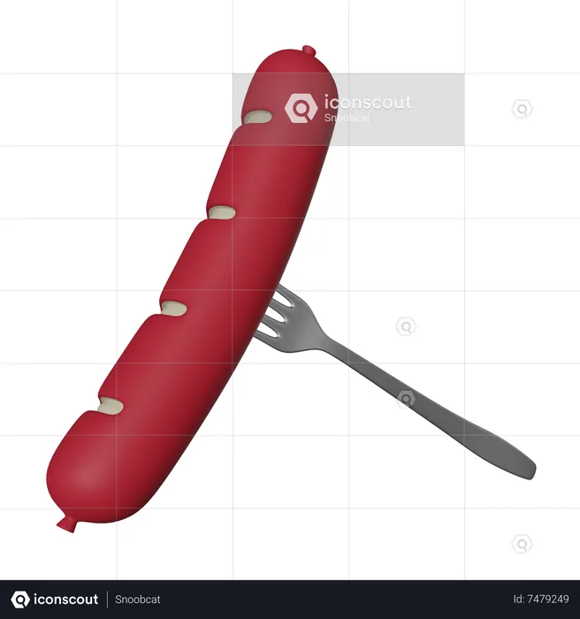 Sausage With Fork  3D Icon