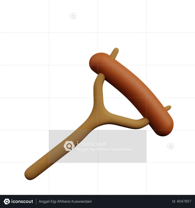 Sausage with stick  3D Illustration