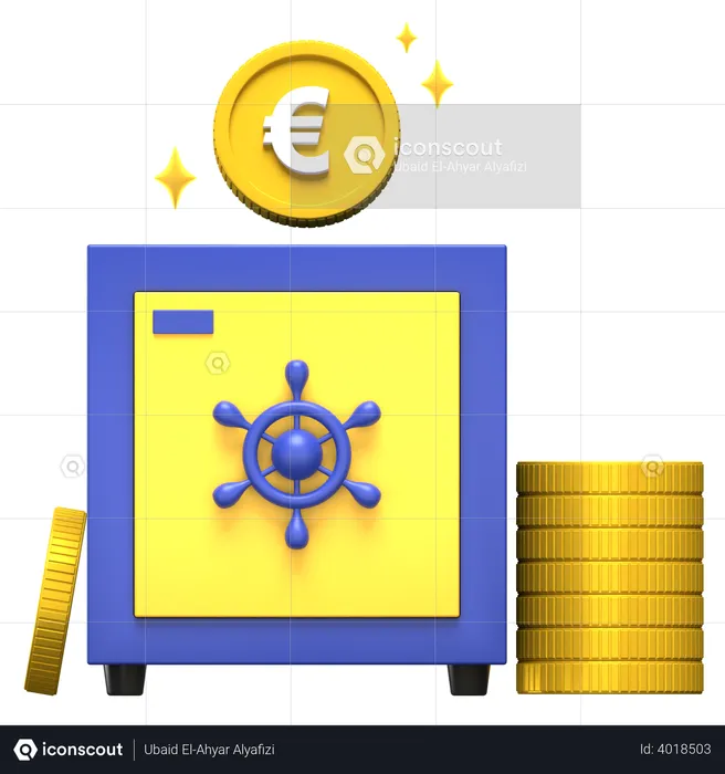 Save deposit box with Euro  3D Illustration