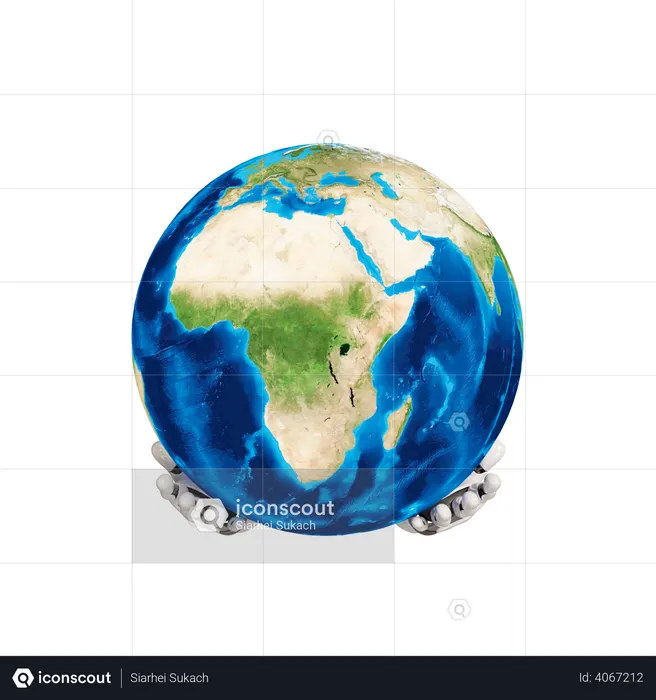 Save Earth Holding Hand  3D Icon