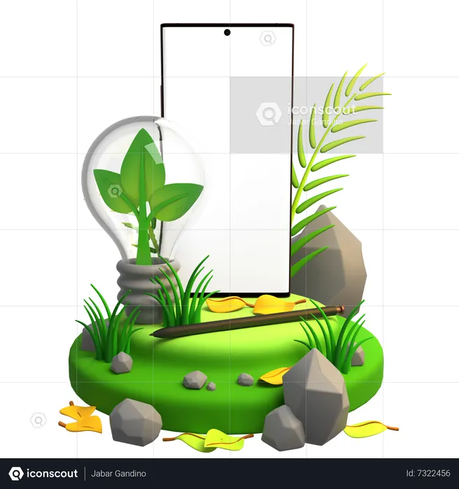 Save Energy Mobile Mockup  3D Illustration